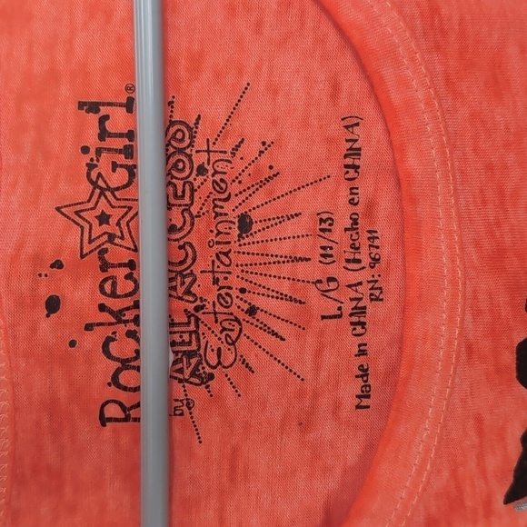 Rocker Girl by All Access Orange Halloween Owl Tissue Tee Size Large - Picture 2 of 4